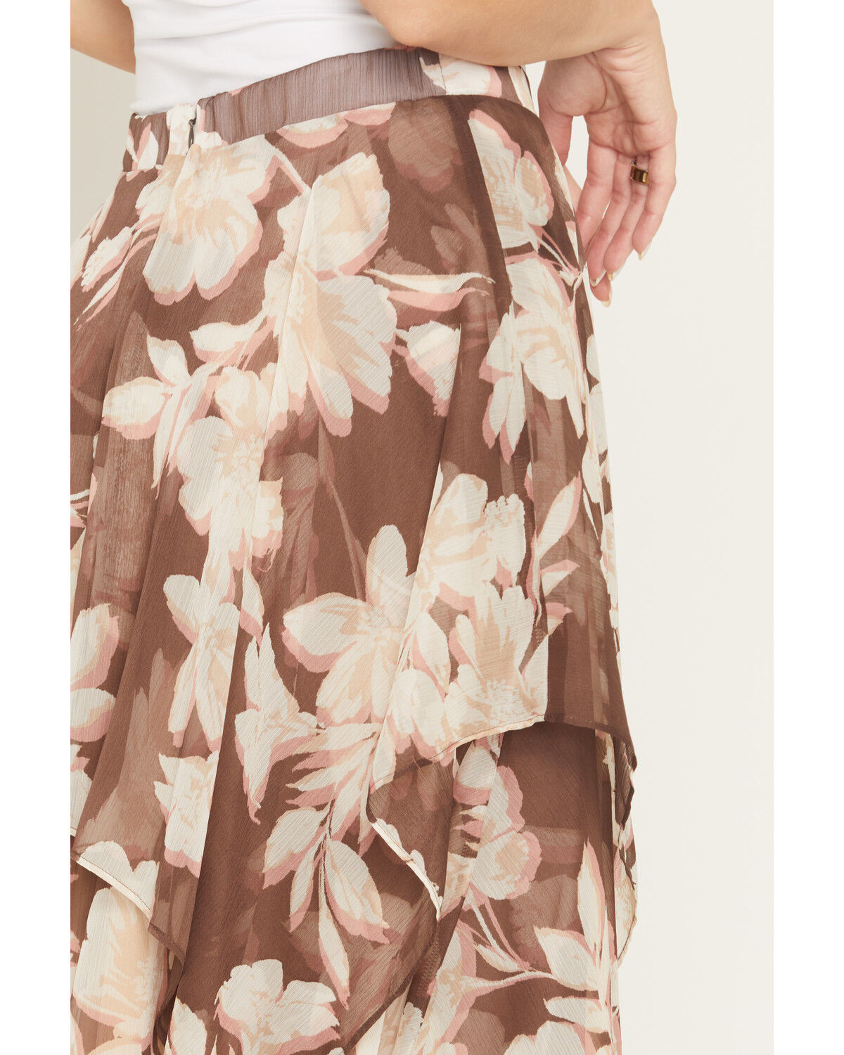 Image #4 - Shyanne Women's Floral Tiered Midi Skirt, Brown, hi-res