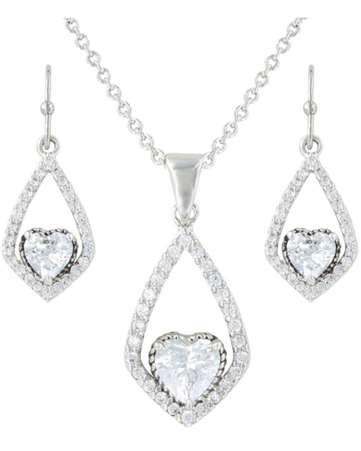 Montana Silversmiths Hearts on a Swing Jewelry Set - 2 Piece, Silver, hi-res