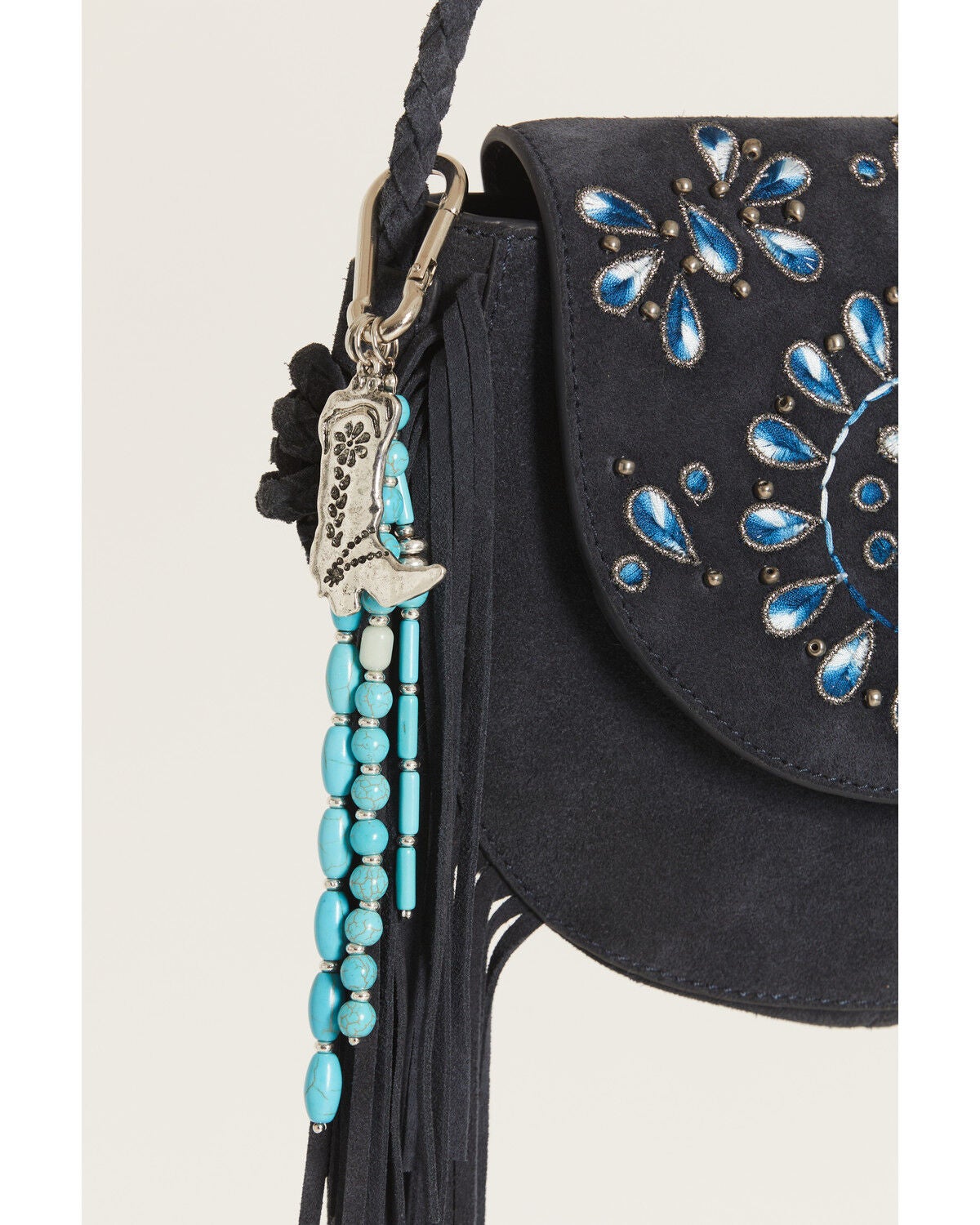 Shyanne Beaded Fringe Boot Bag Charm, Turquoise, hi-res
