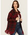 Image #2 - Vocal Women's Tweed Plaid Fringe Jacket , Red, hi-res