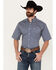 Ariat Men's Oziel Geo Print Short Sleeve Button-Down Shirt - Tall, Dark Blue, hi-res