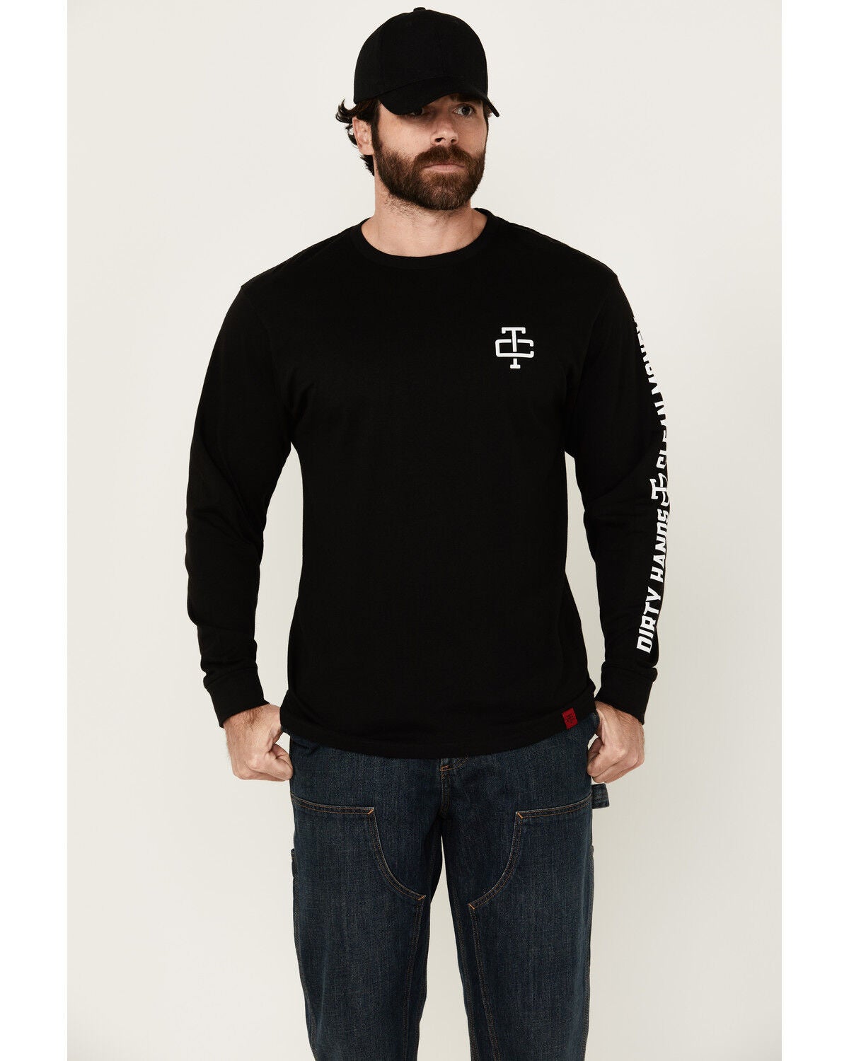 Troll Co Men's Grit Logo Long Sleeve Graphic Shirt, Black, hi-res
