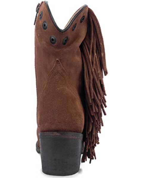 Image #4 - Circle G Women's Studded Suede Fringe Ankle Boots - Round Toe , Brown, hi-res