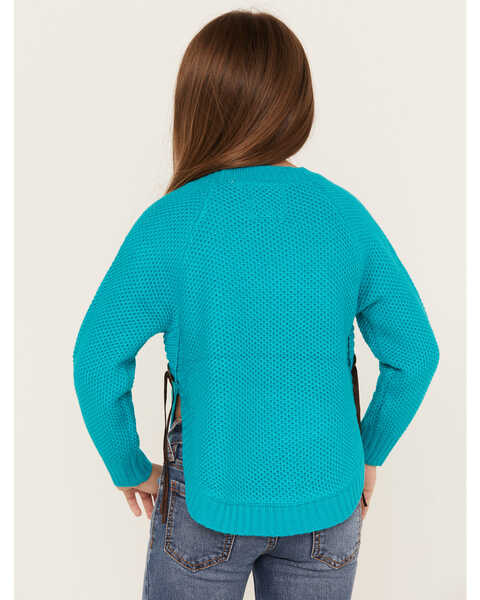 Image #4 - Cotton & Rye Girls' Horse Graphic Sweater, Turquoise, hi-res