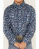 Roper Boys' West Made Southwestern Print Long Sleeve Western Pearl Snap Shirt, Blue, hi-res