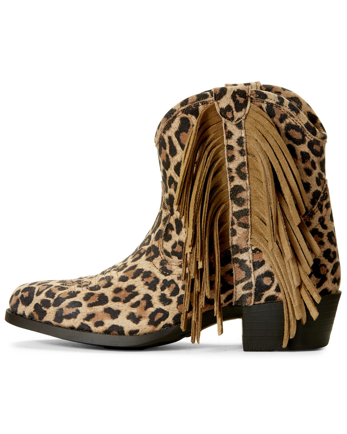 leopard boots with fringe