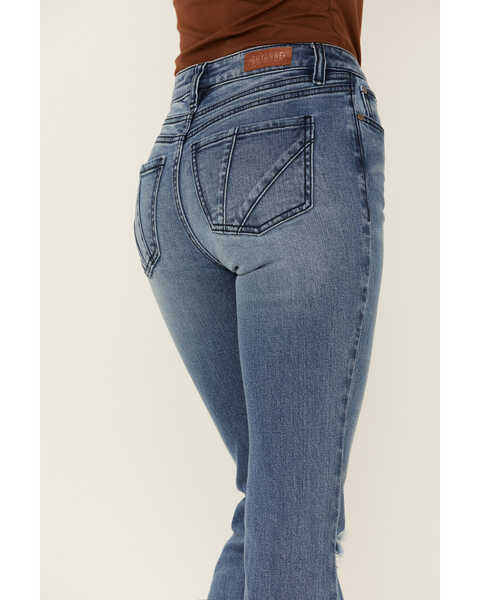 Shyanne Women's Mid Release Hem Side Slit Flare Jeans