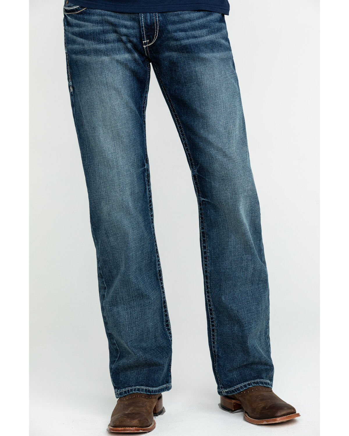 Image #2 - Ariat Men's M5 Lennox Stretch Stackable Slim Straight Jeans, Blue, hi-res
