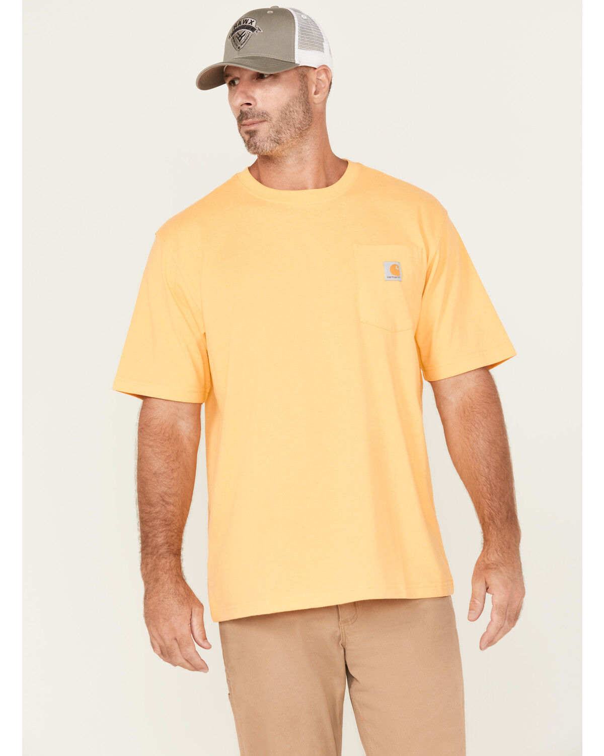 Image #1 - Carhartt Men's Loose Fit Heavyweight Short Sleeve Pocket T-Shirt, Yellow, hi-res