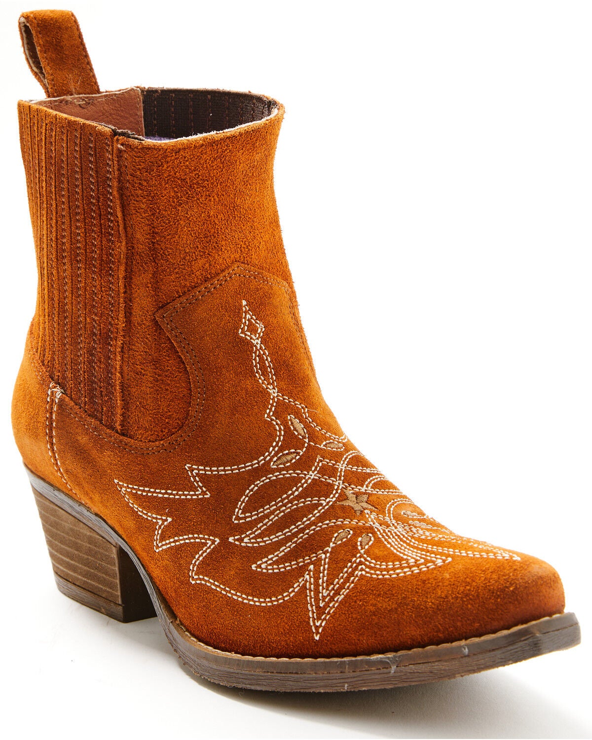Image #1 - Idyllwind Women's Wildfire Suede Western Booties - Snip Toe, Brown, hi-res