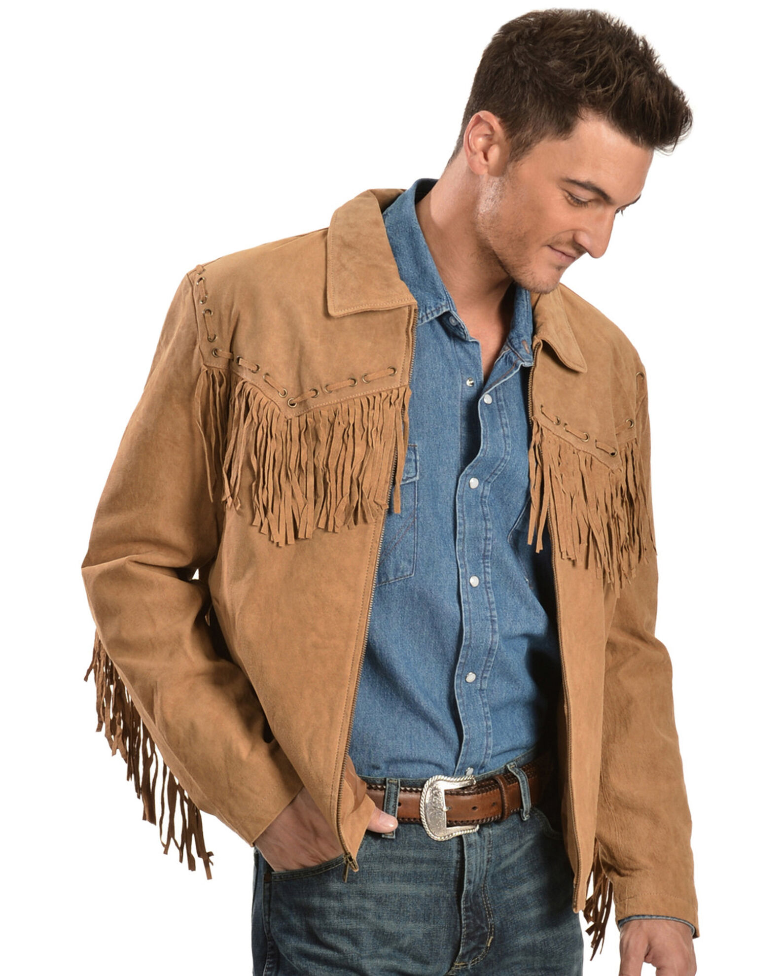 Fringe suede coat shop