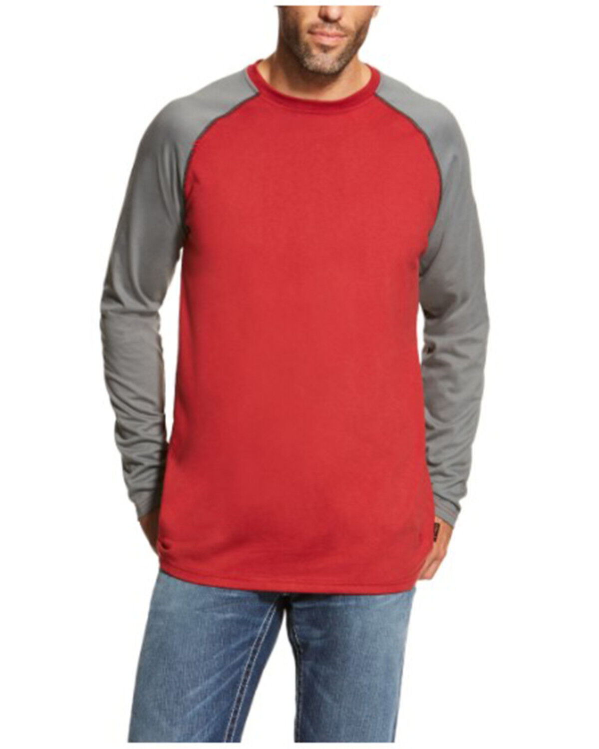 Image #1 - Ariat Men's FR Long Sleeve Baseball Work T-Shirt - Tall, Red, hi-res