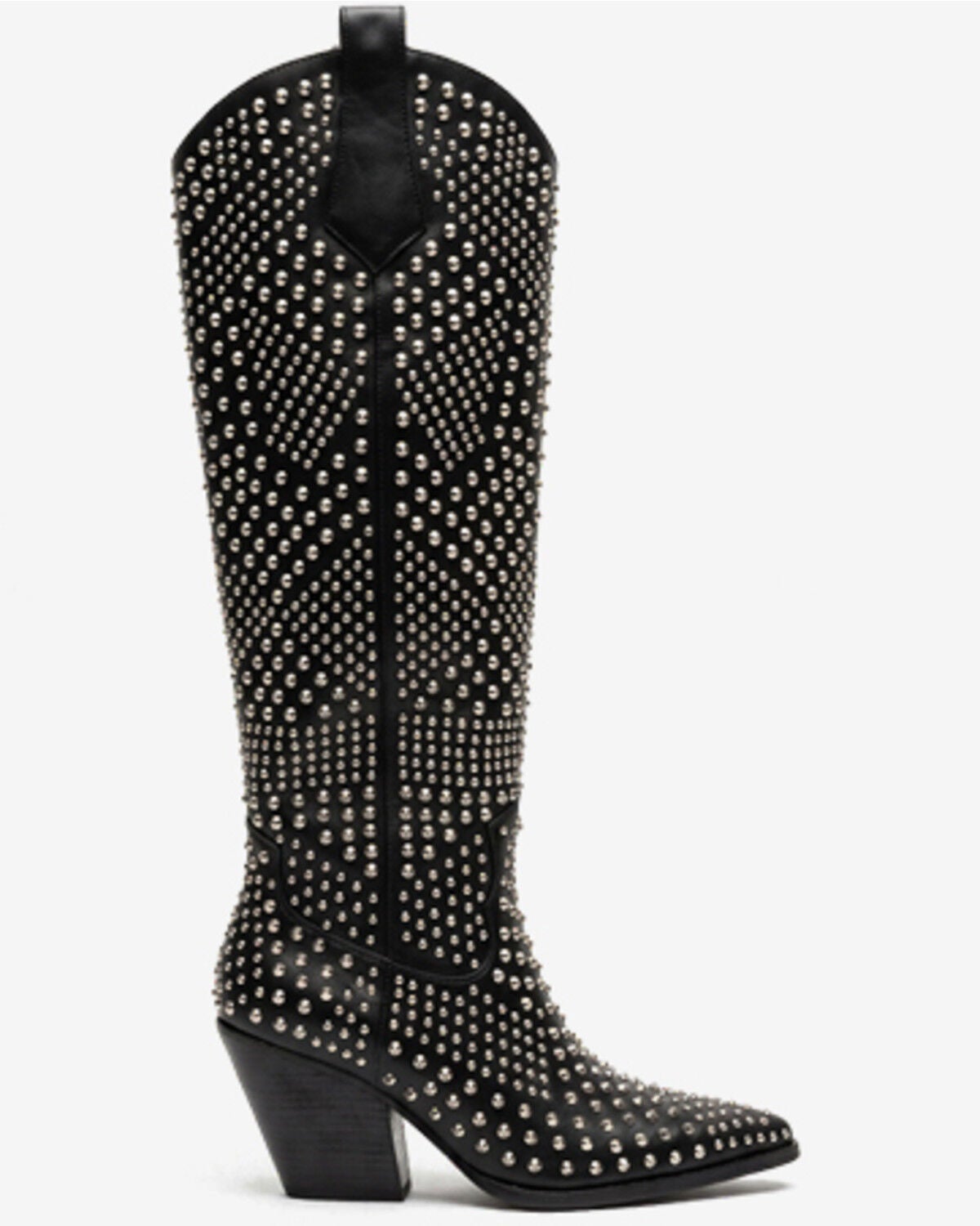 Image #1 - Azalea Wang Women's Volt Studded Western Boots - Round Toe, Black, hi-res