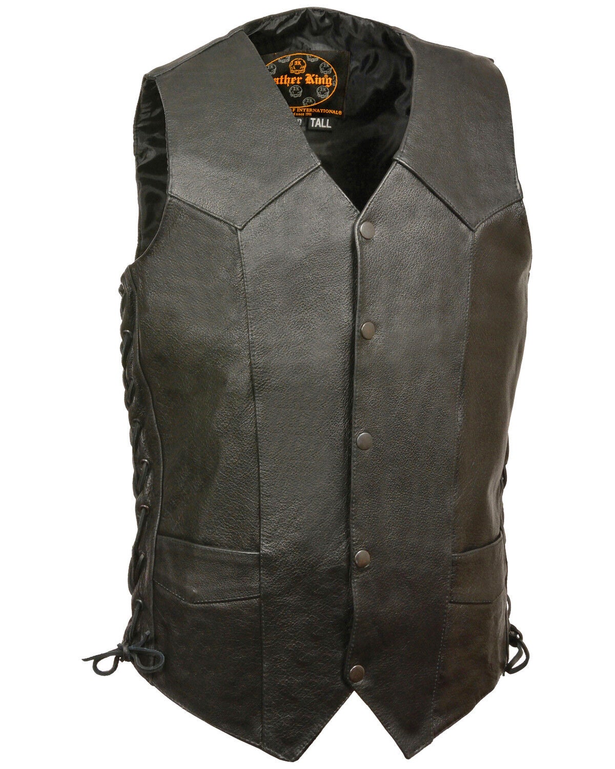 Milwaukee Leather Men's Classic Side Lace Biker Vest - XBig & Tall, Black, hi-res