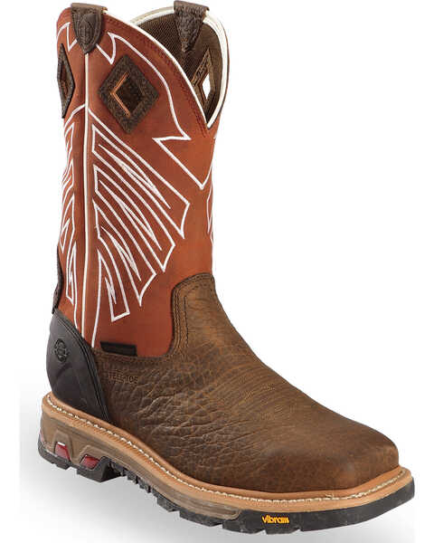 Justin Men's Roughneck Chestnut EH Waterproof Work Boots - Steel Toe, Brown, hi-res