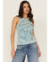 Image #1 - Shyanne Women's Rhinestone Icon Rib Knit Graphic Tank, Aqua, hi-res