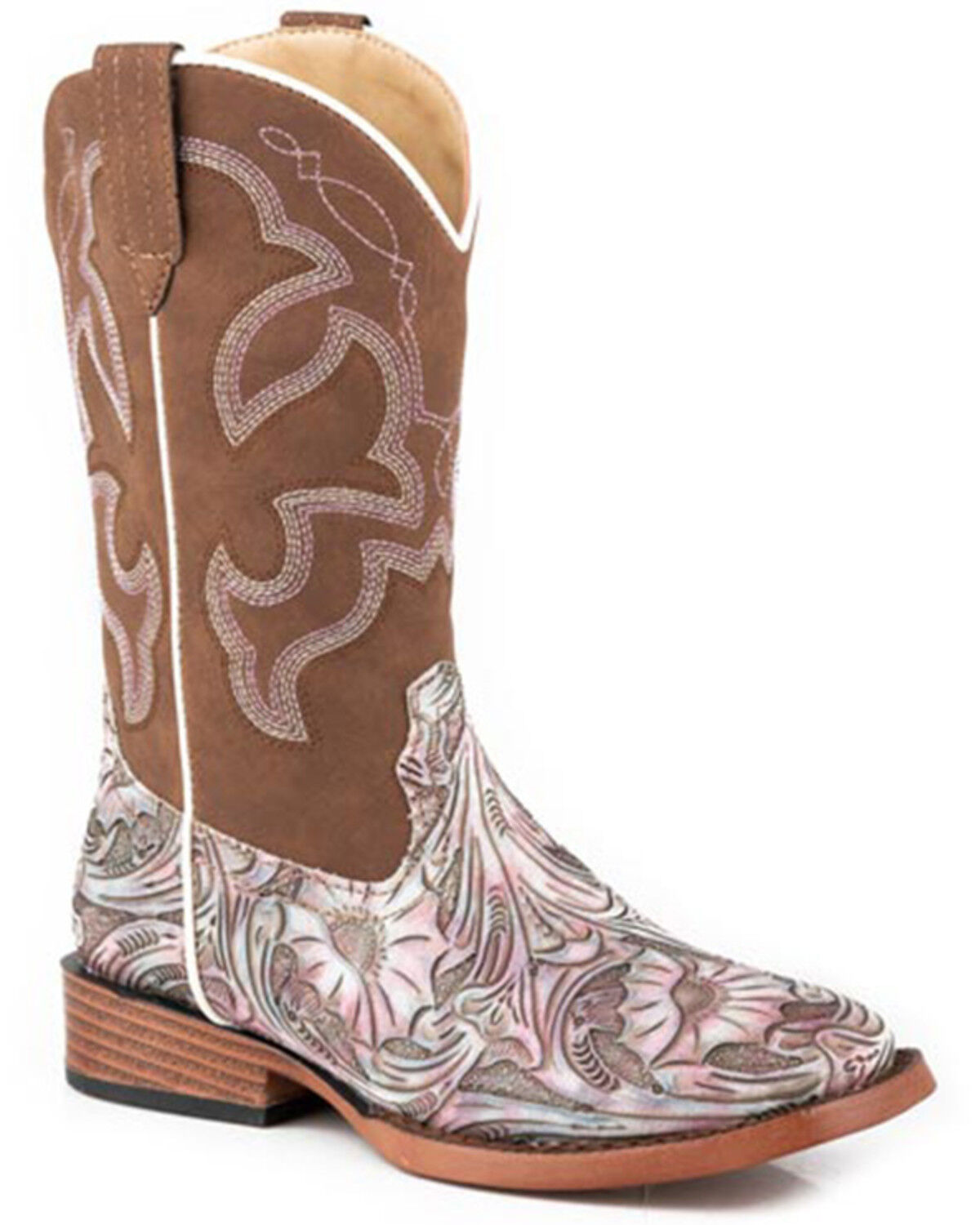Image #1 - Roper Little Girls' Raya Western Boots - Broad Square Toe, Purple, hi-res