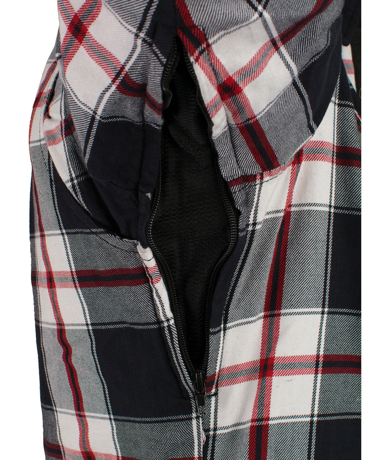 Image #4 - Milwaukee Performance Men's Black/White/Red Aramid Flannel Biker Jacket - 4X, Black/red, hi-res