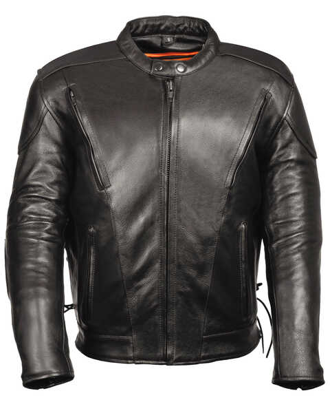 Milwaukee Leather Men's Side Lace Vented Scooter Jacket - Tall, Black, hi-res