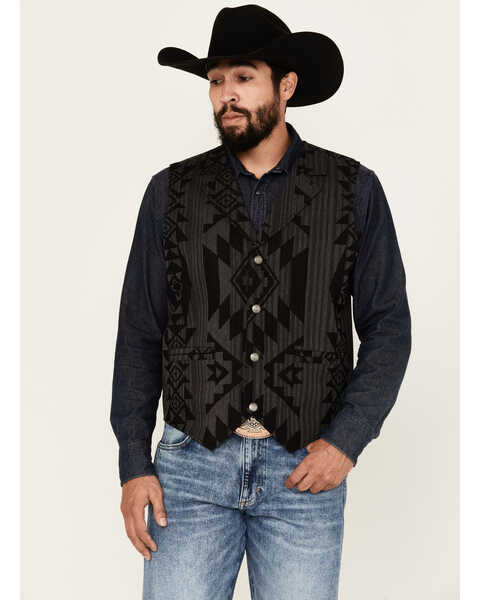 Cody James Men's Yuma Southwestern Jacquard Vest , Black, hi-res