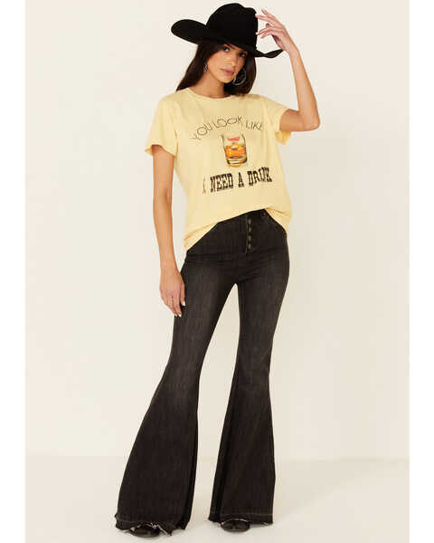 Image #1 - Goodie Two Sleeves Women's You Look Like I Need A Drink Graphic Short Sleeve Tee, Dark Yellow, hi-res
