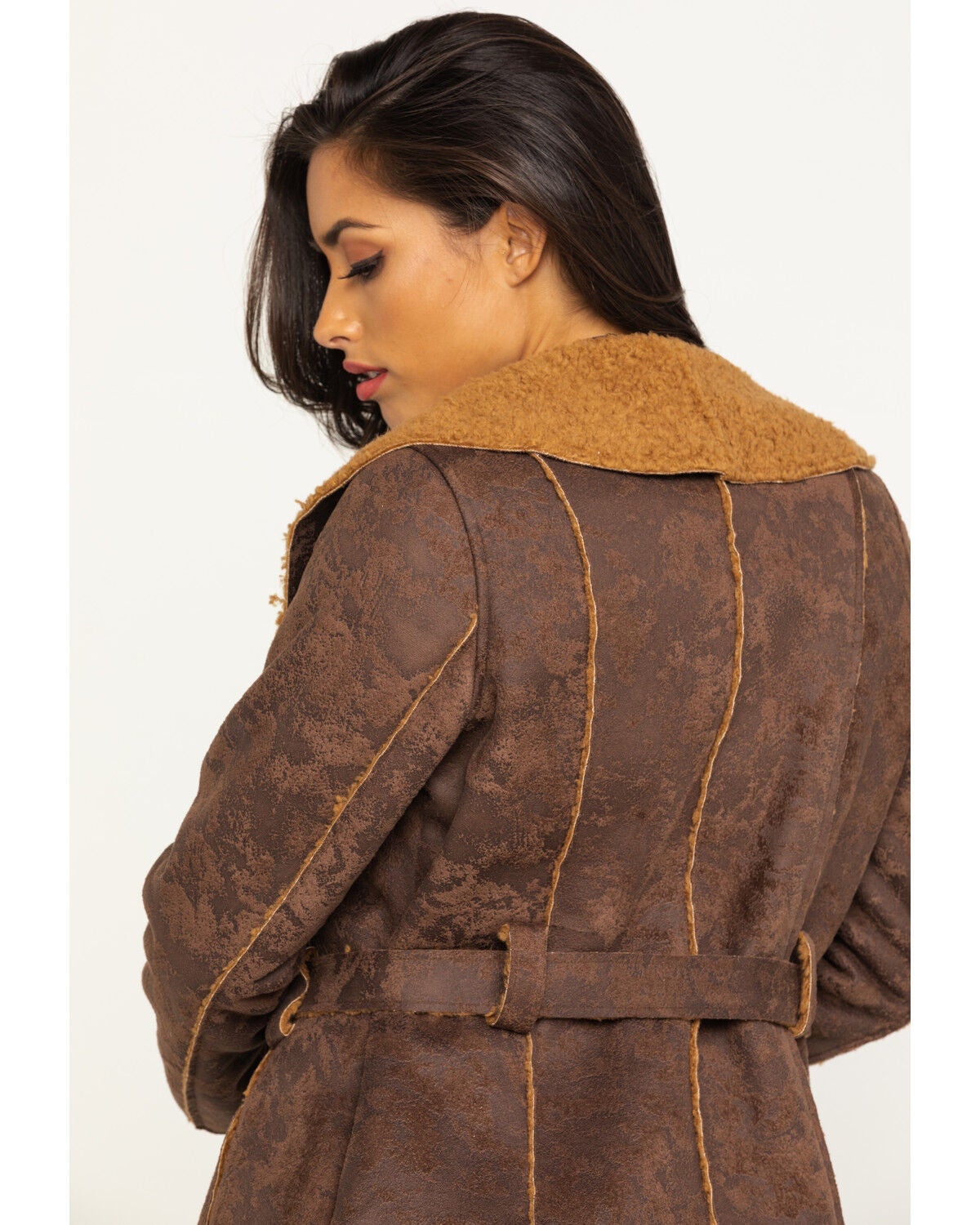 faux suede jacket long