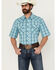 Image #1 - Wrangler 20X Men's Plaid Print Short Sleeve Snap Stretch Western Shirt - Tall , Blue, hi-res