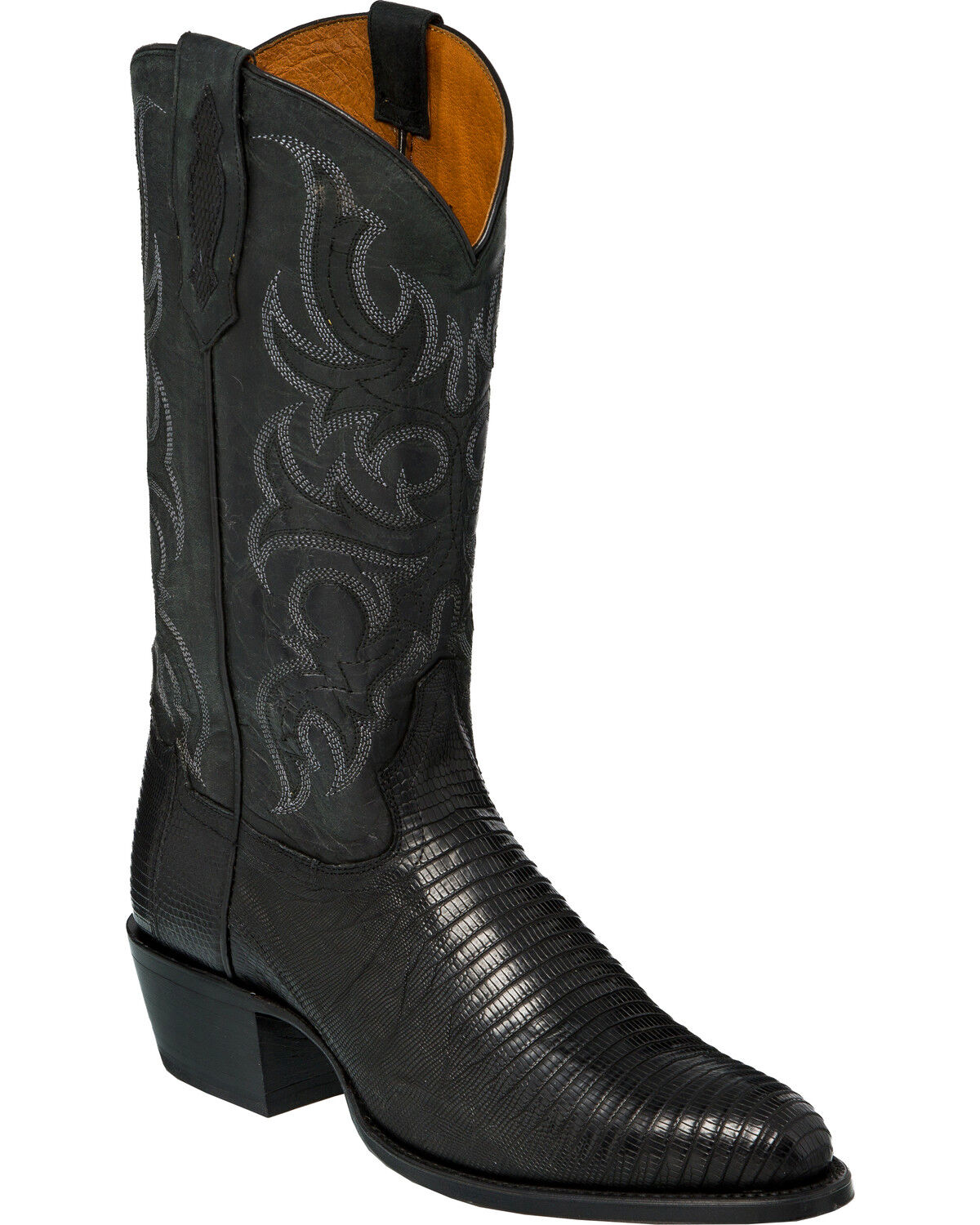 Image #1 - Tony Lama Men's Nacogdoches Teju Lizard Western Boots - Round Toe, Black, hi-res