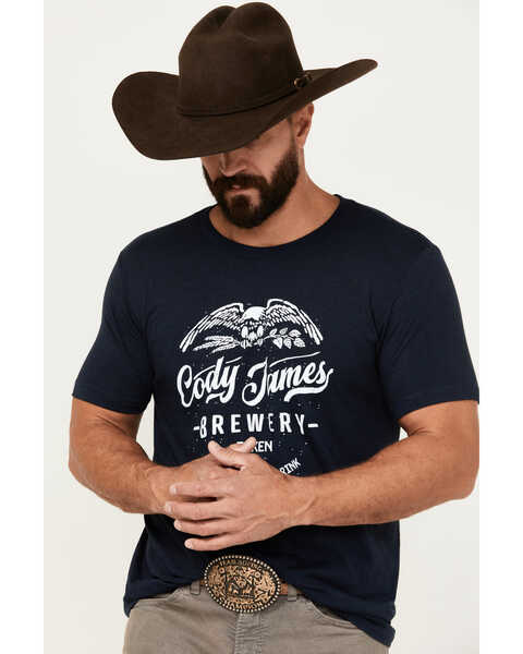 Image #1 - Cody James Men's Wooden Nickel Brewery Short Sleeve Graphic T-Shirt, Navy, hi-res
