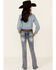 Grace In LA Girls' Medium Wash Dripping Southwestern Pocket Embroidered Bootcut Jeans , Medium Blue, hi-res