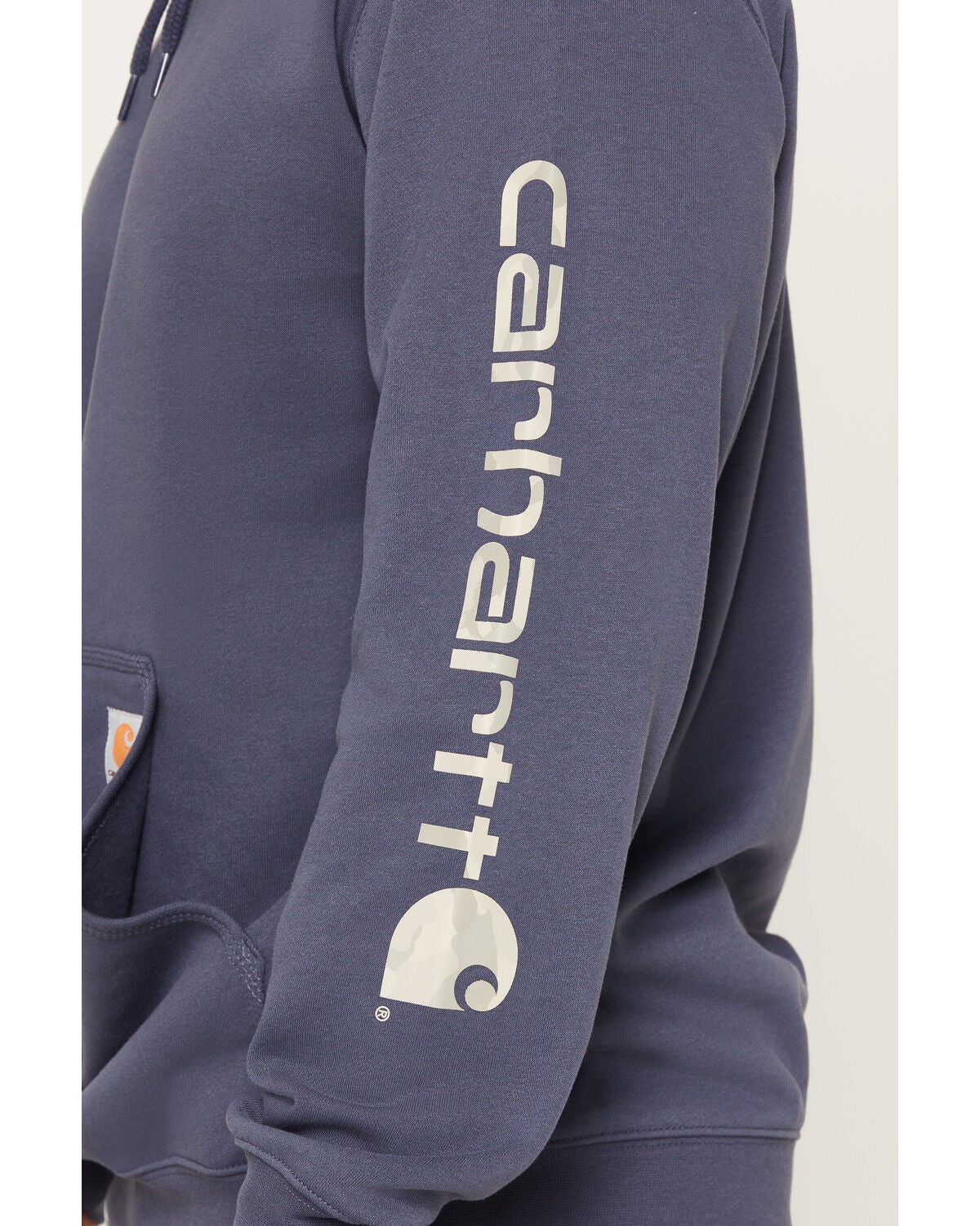 Image #3 - Carhartt Men's Iconic Logo Hooded Sweatshirt, Blue, hi-res