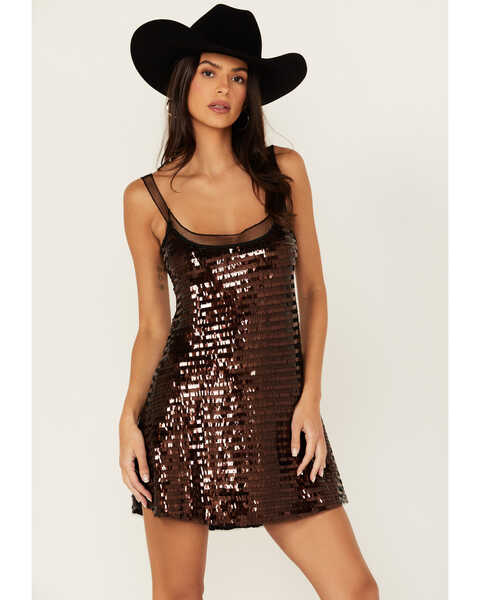 Image #1 - Free People Women's Disco Fever Mini Slip Dress, Black, hi-res