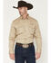 Image #1 - Wrangler Men's Logo Long Sleeve Button-Down Western Shirt, Khaki, hi-res