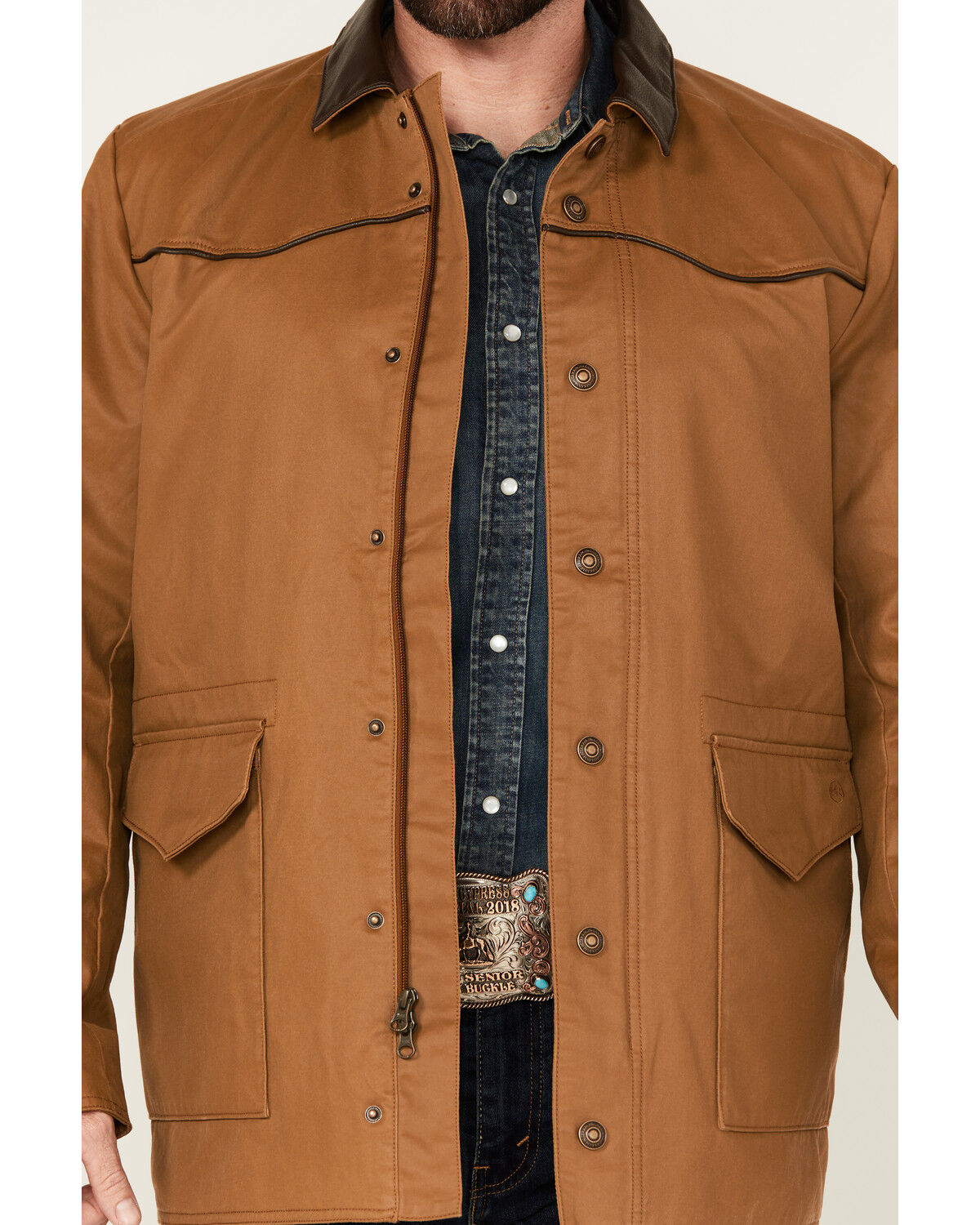 Image #3 - Blue Ranchwear Men's Flannel Lined Rancher Jacket, Camel, hi-res