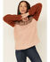 Hem & Thread Women's Plaid Colorblock Sherpa 1/4 Zip Pullover, Multi, hi-res
