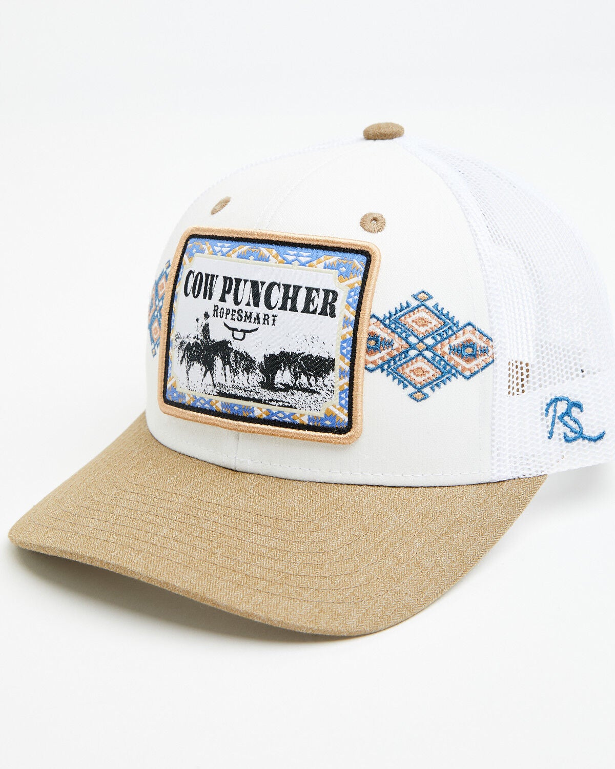 RopeSmart Men's Cow Puncher Ball Cap, White, hi-res
