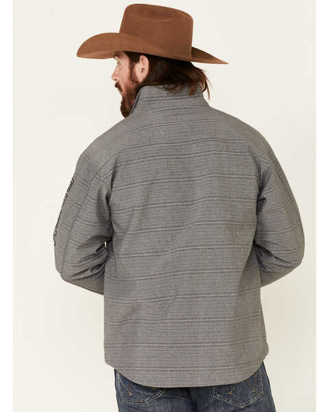 Cinch Men's Grey Logo Textured Zip-Front Bonded Jacket , Grey, hi-res