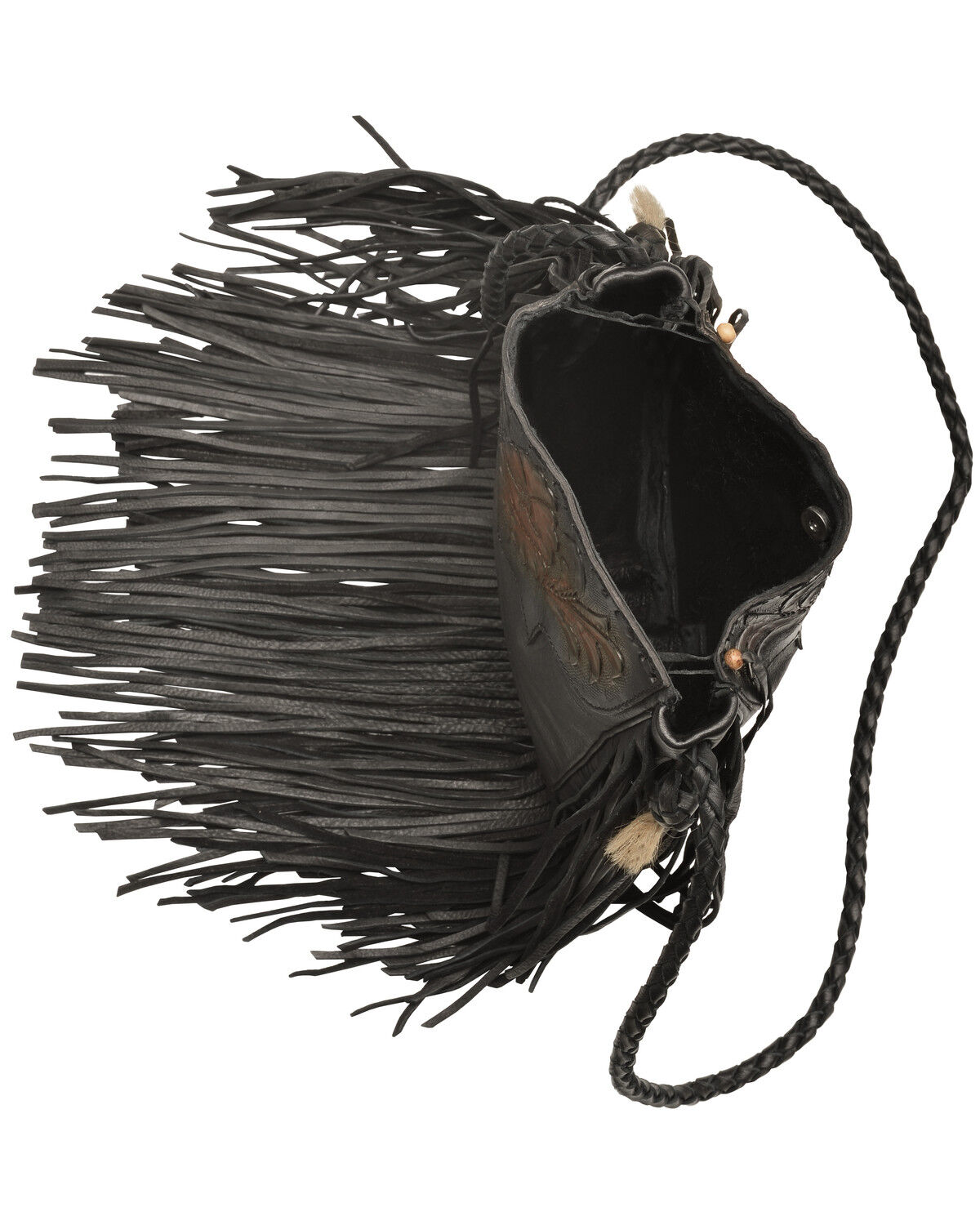Image #3 - Kobler Leather Black Hand-Tooled Pouch Bag, Black, hi-res