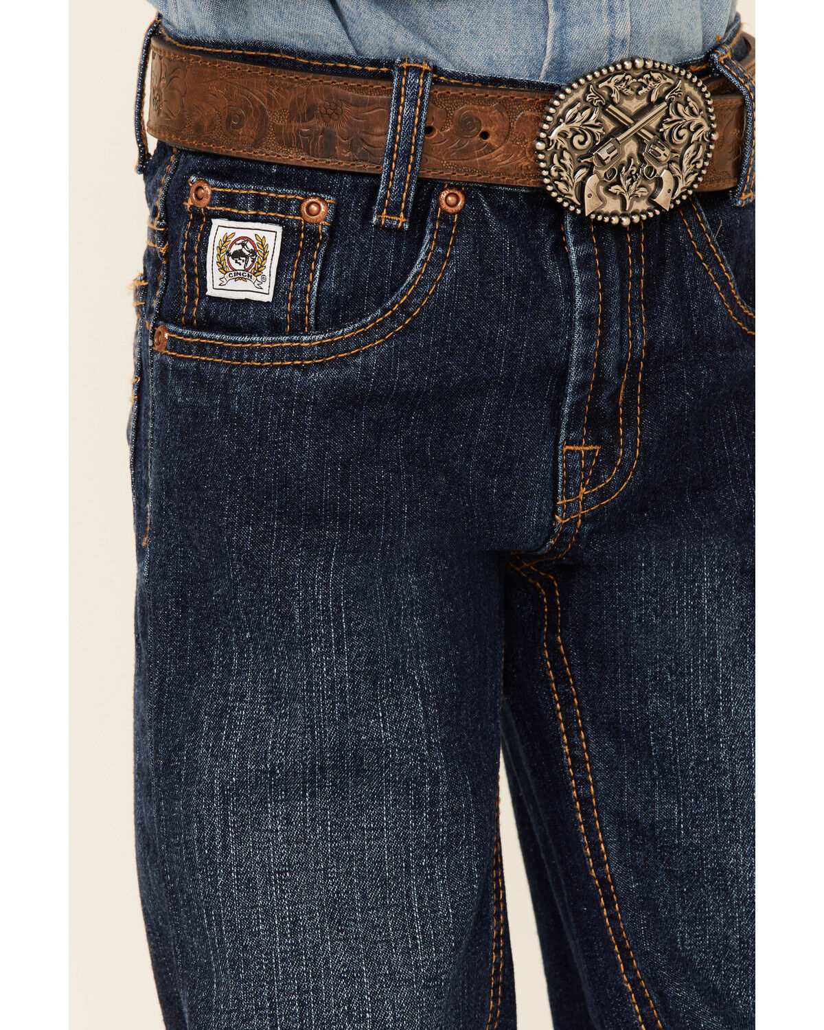Image #3 - Cinch Boys' White Label Demin Straight Leg Jeans - 4-7, Denim, hi-res
