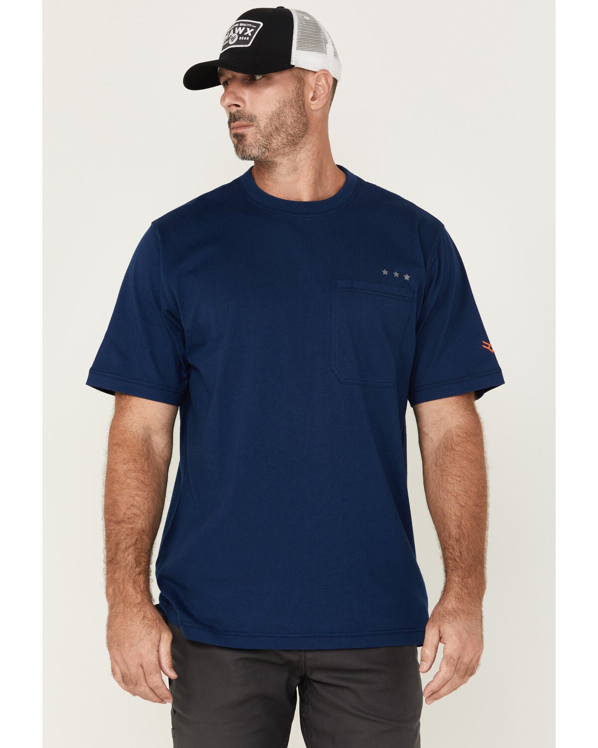 Image #2 - Hawx Men's Eagle Short Sleeve Graphic Work Shirt, Indigo, hi-res
