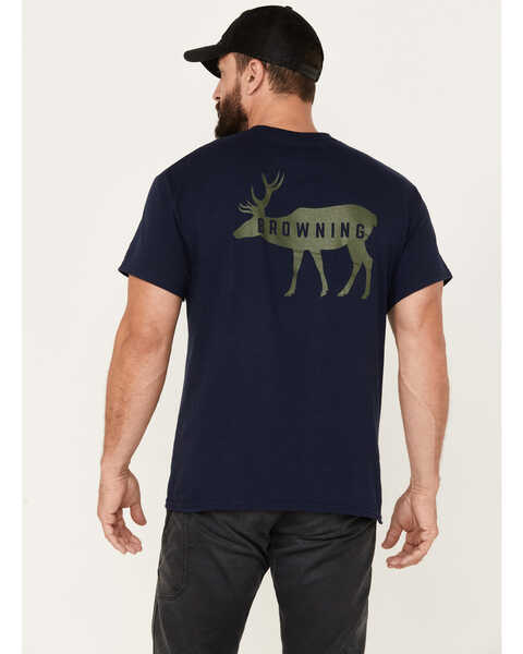 Image #1 - Browning Men's Elk Silhouette Short Sleeve Graphic T-Shirt, Navy, hi-res