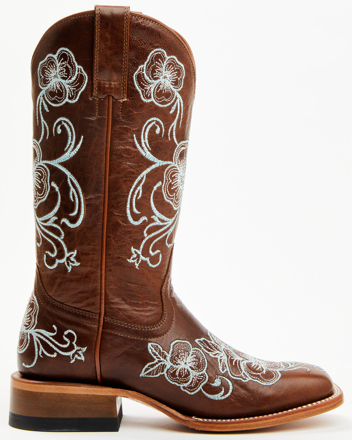 Image #2 - Shyanne Women's Lasy Floral Embroidered Western Boots - Broad Square Toe, Turquoise, hi-res