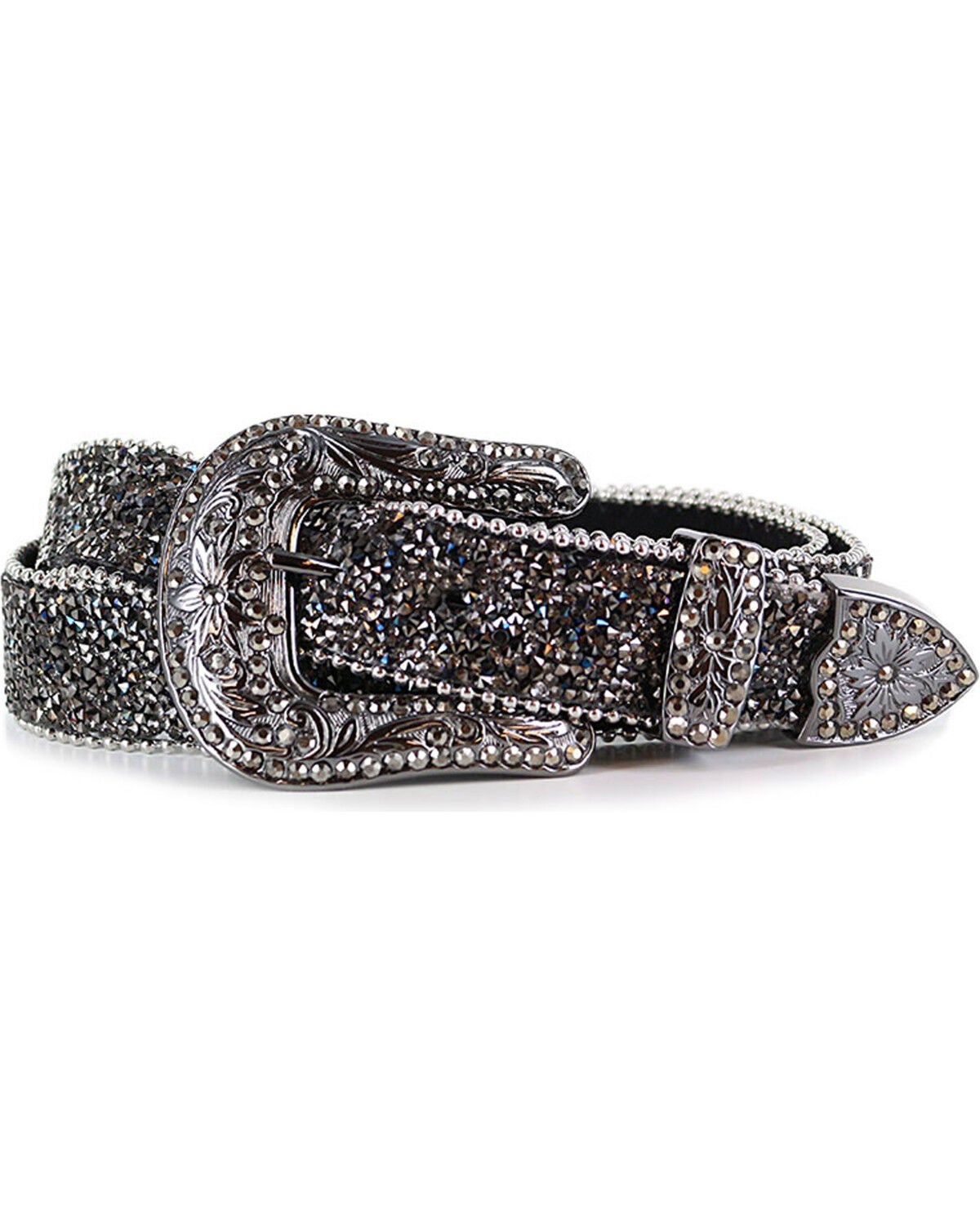 Shyanne Women's Crystal Studded Belt, Black, hi-res