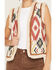 Image #3 - Scully Women's Southwestern Print Sherpa Trim Suede Vest, Sand, hi-res