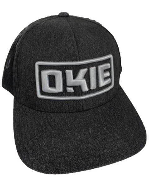 Okie Men's Black & Gray Ashmore Embroidered Logo Mesh-Back Ball Cap , Black, hi-res