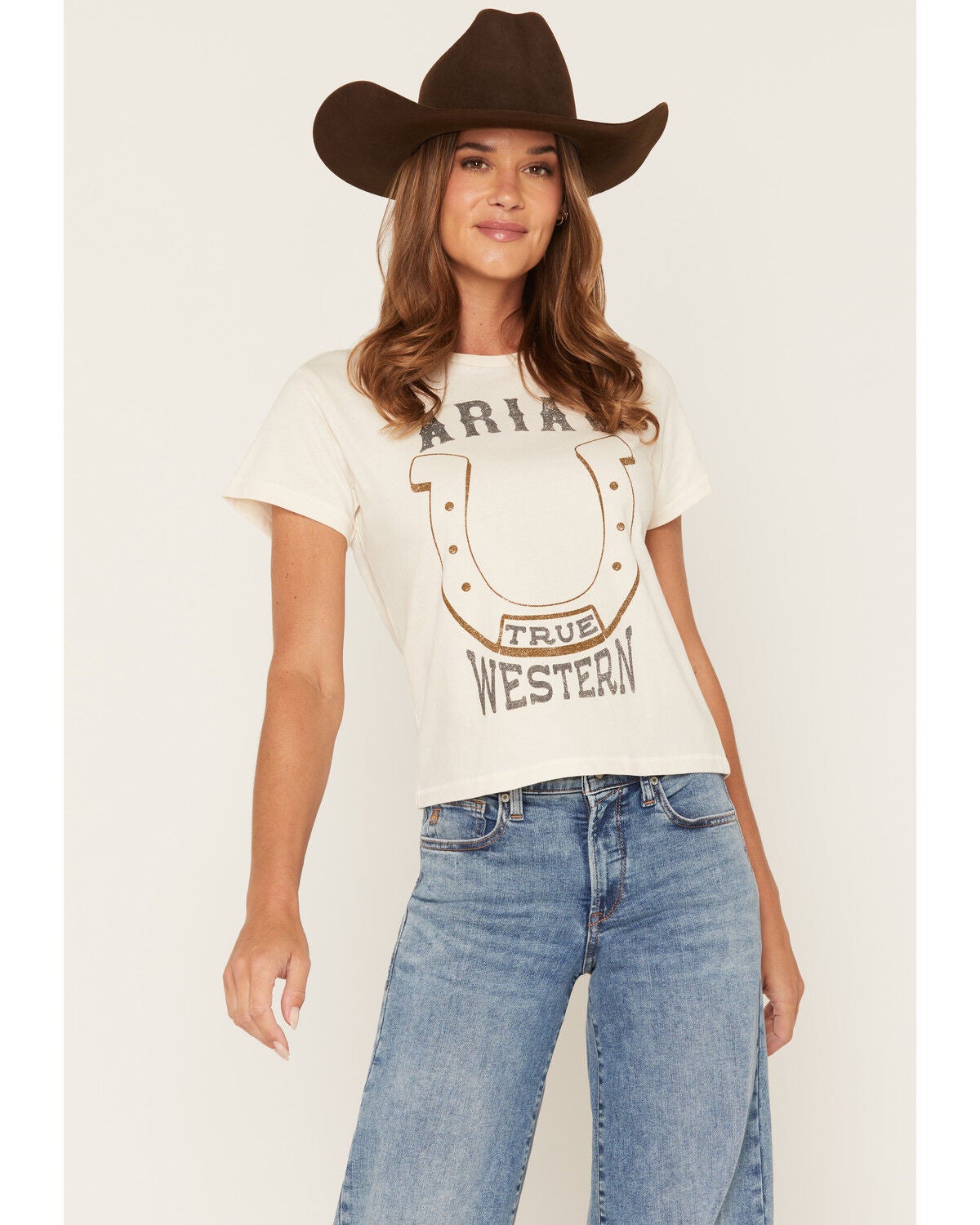 Image #1 - Ariat Women's True West Short Sleeve Graphic Tee, White, hi-res