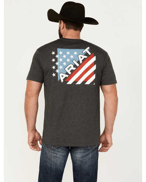 Image #1 - Ariat Men's Star Spangled Logo Short Sleeve Graphic T-Shirt, Charcoal, hi-res