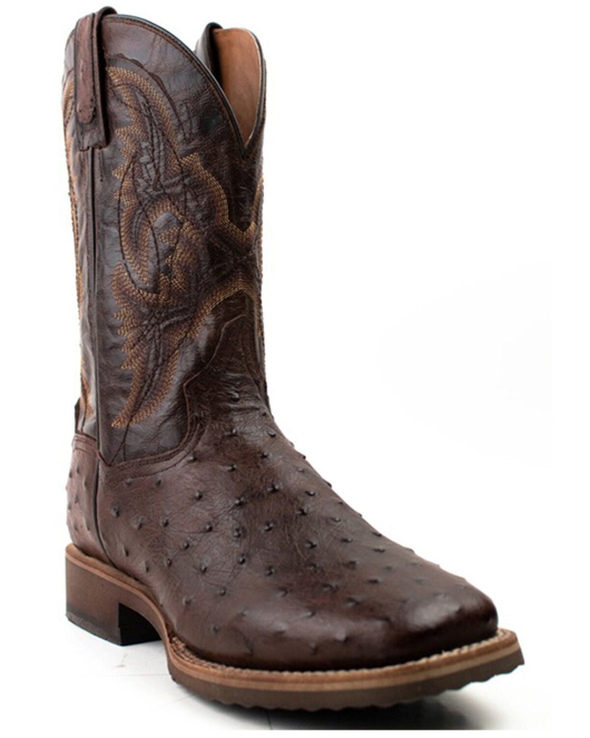 Dan Post Men’s Alamosa Tan Genuine Ostrich 11 Broad Square Toe Cowboy Certified Boot