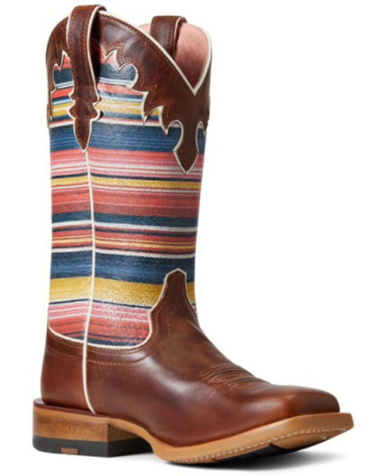 Ariat Women's Fiona Rye Brown & Sedona Serape Full-Grain Leather Western Boot - Wide Square Toe , Brown, hi-res