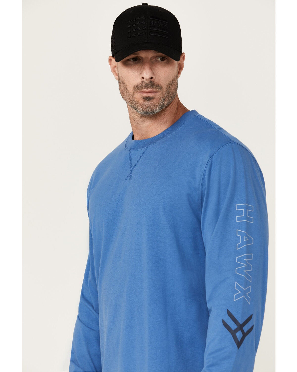 Image #2 - Hawx Men's Logo Long Sleeve Graphic Work T-Shirt, Bright Blue, hi-res